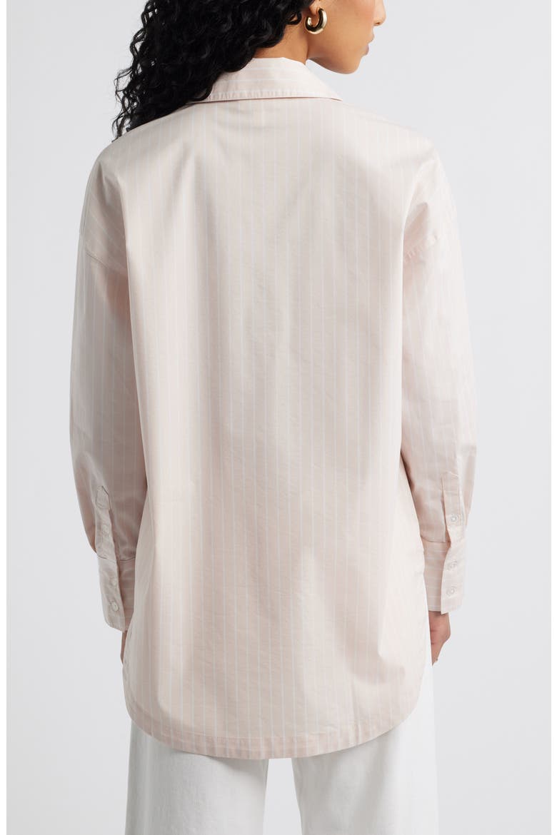 Oversize Poplin Button-Up Shirt, Alternate, color, PINK- WHITE FINE PIN