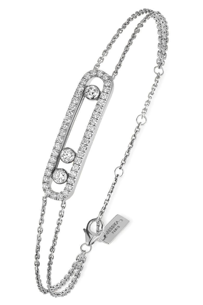 Baby Pavé Move Two-Strand Diamond Bracelet, Main, color, WHITE GOLD