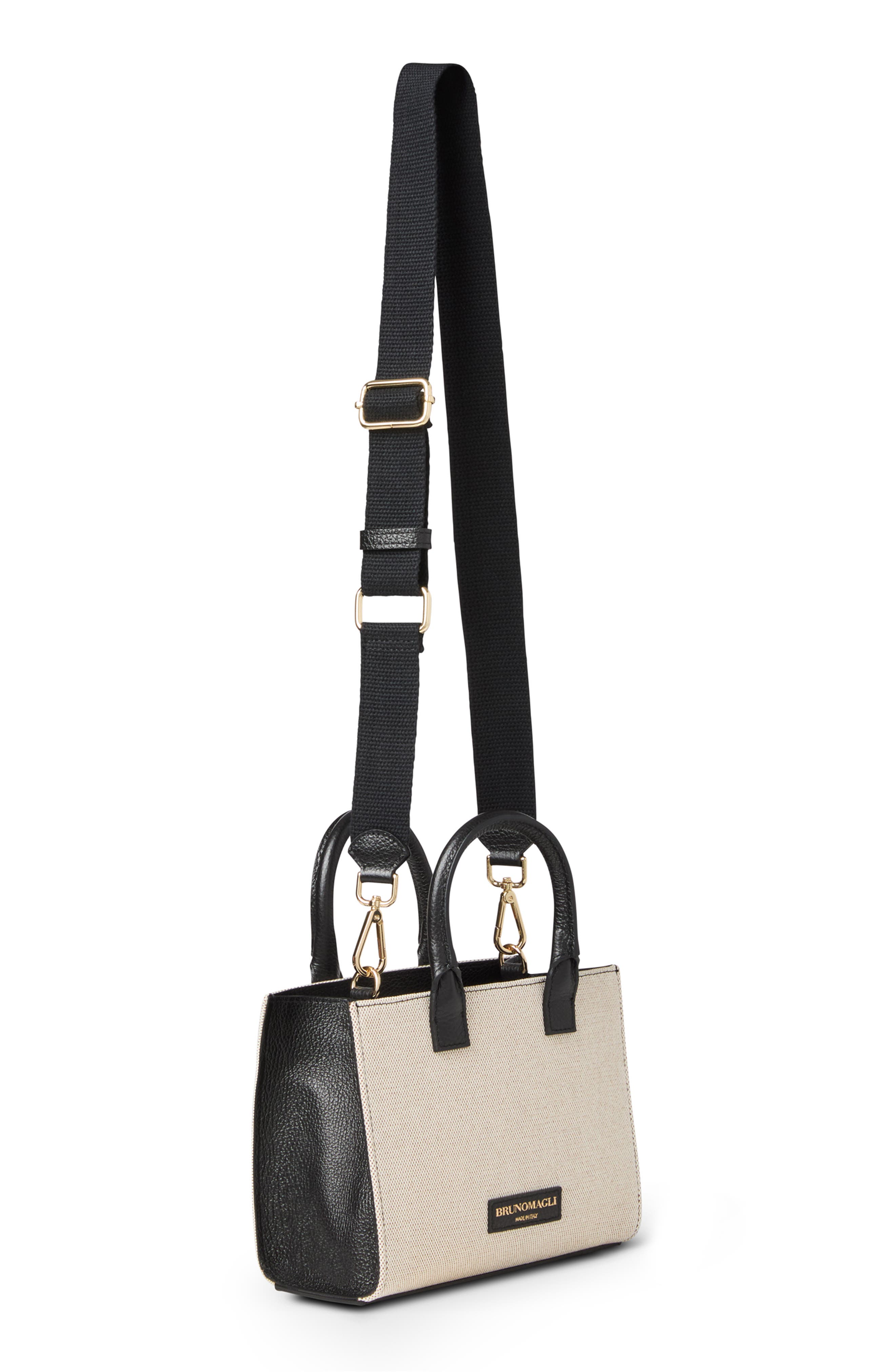 Bruno Magli Gia Top Handle Tote Bag, Alternate, color, Black/ White