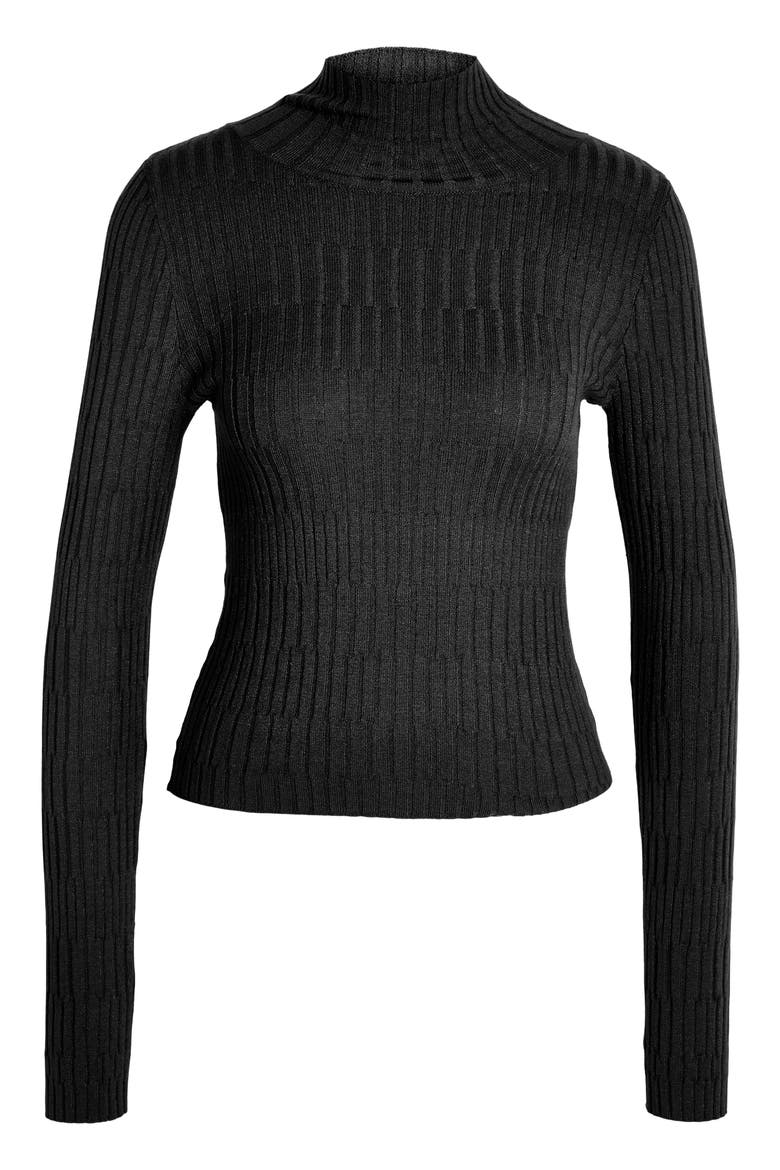 Nancy Rib Stitch Mock Neck Sweater, Main, color, BLACK