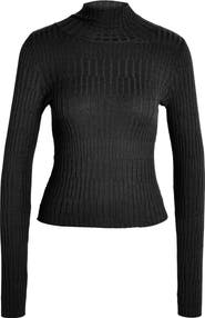Noisy may Nancy Rib Stitch Mock Neck Sweater