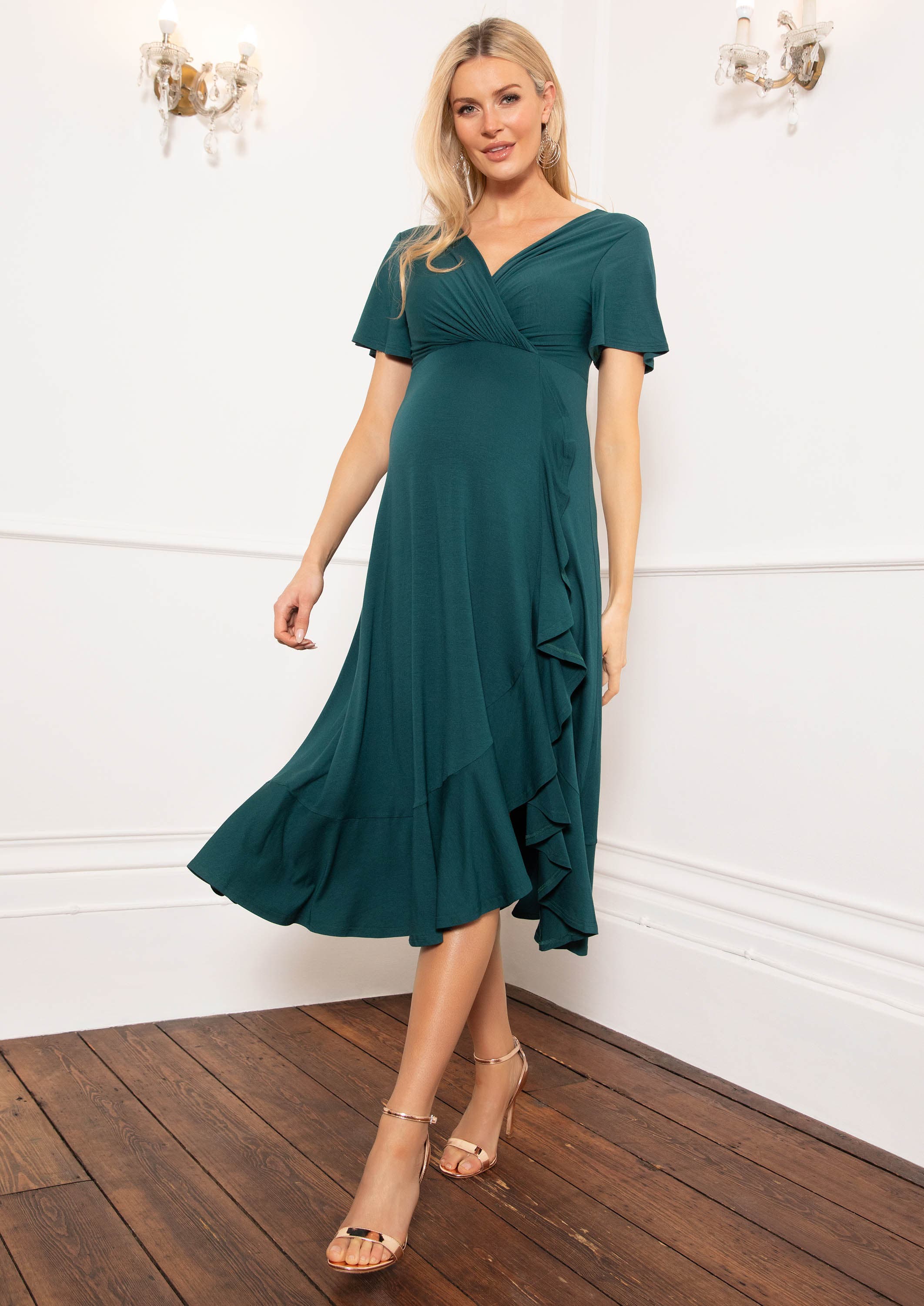 Waterfall Midi Maternity Dress - image 2