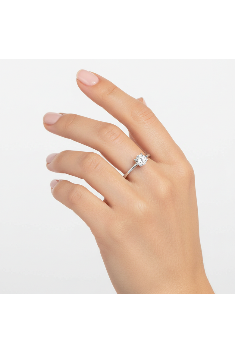 14K White Gold Round Cut Lab Grown Diamond Hidden Halo Engagement Ring - 1.23 ctw, Alternate, color, 14K White Gold