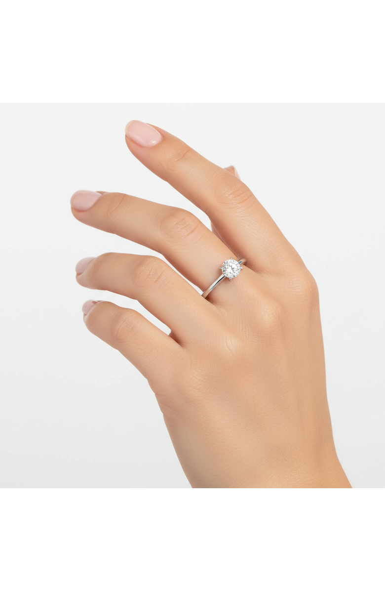 LuvMyJewelry 14K White Gold Round Cut Lab Grown Diamond Hidden Halo Engagement Ring - 1.23 ctw, Alternate, color, 14K White Gold