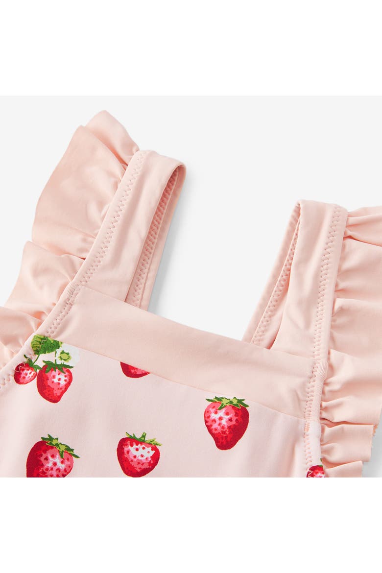 Ruffle Square Neck Swimsuit, Alternate, color, Strawberry