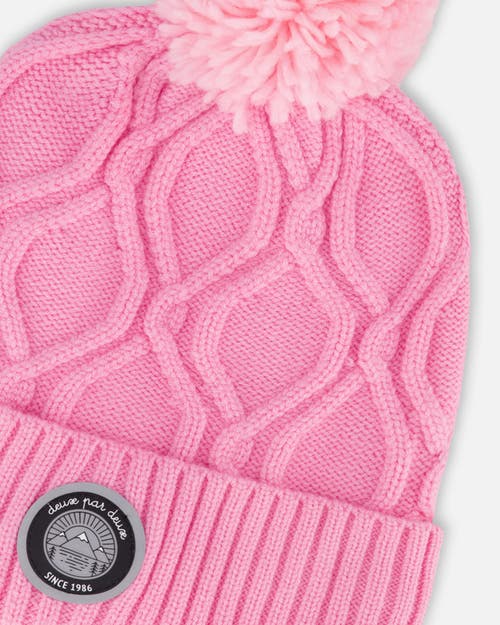 Deux Par Deux Lined Knit Pompom Hat In Pink
