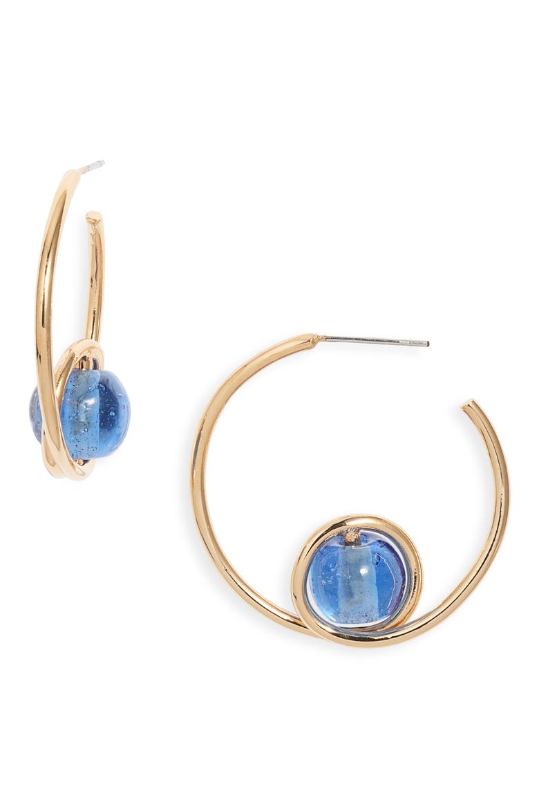 Mpira Crystal Hoop Earrings, Main, color, BLUE