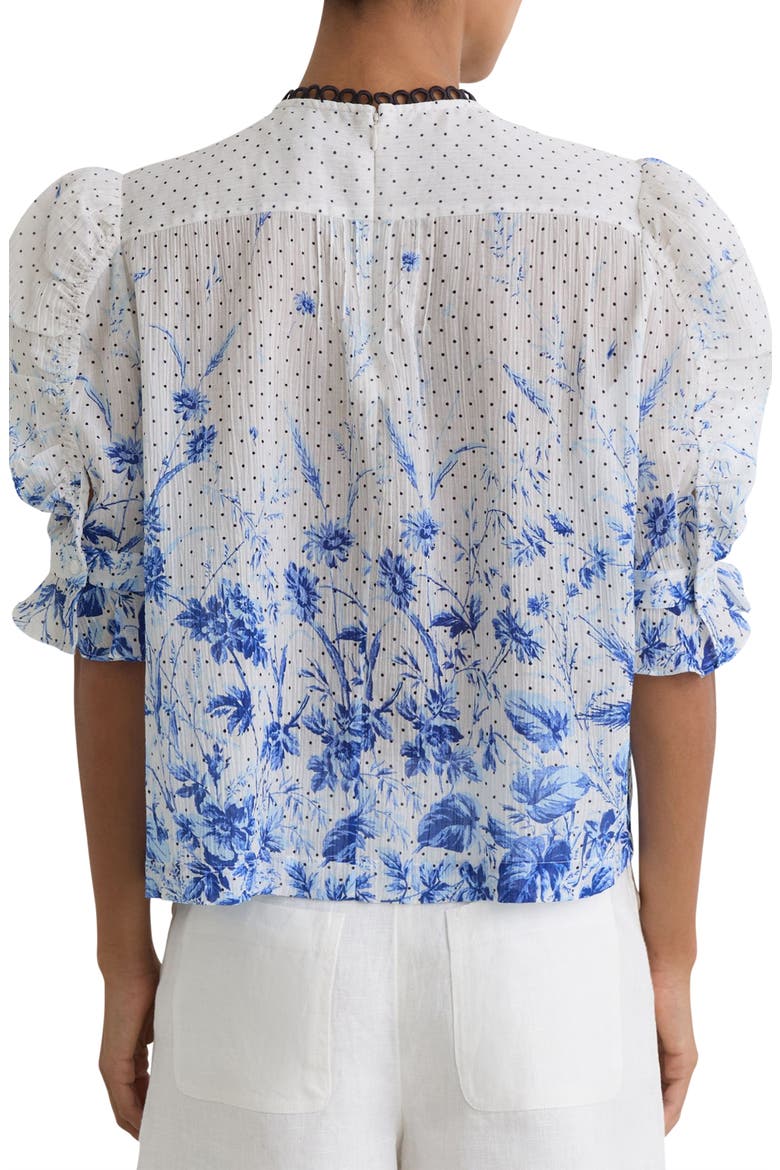 Minni Floral Ruffle Top, Alternate, color, IVORY/ BLUE