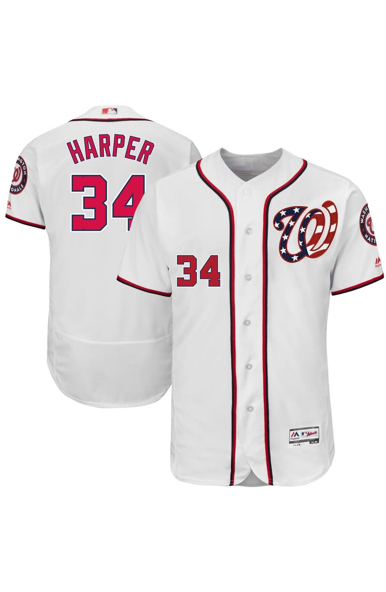 MAJESTIC Men's Majestic Bryce Harper White Washington Nationals 2017 Flex Base Authentic Jersey, Main, color, 