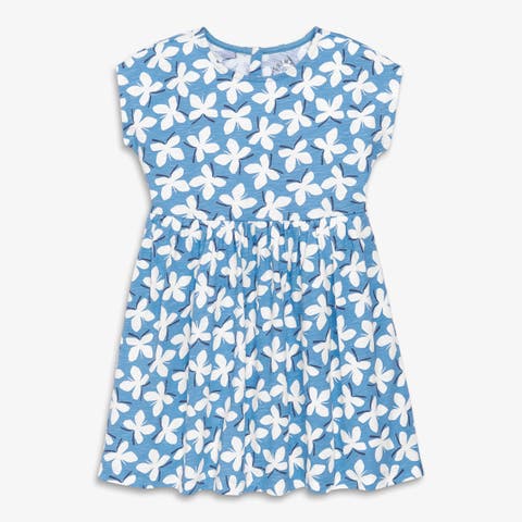 Kids Backyard Dress In Cornflower Butterflies (Toddler, Little Kid, Big Kid)