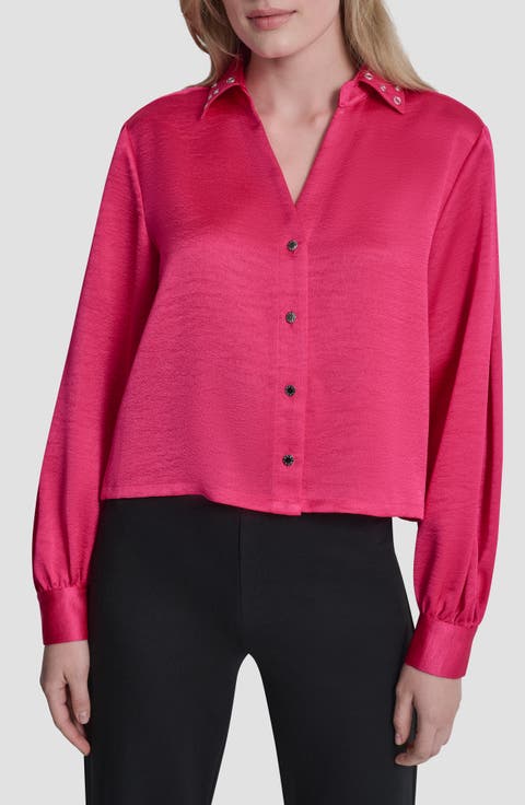 Grommet Collar Button-Up Shirt