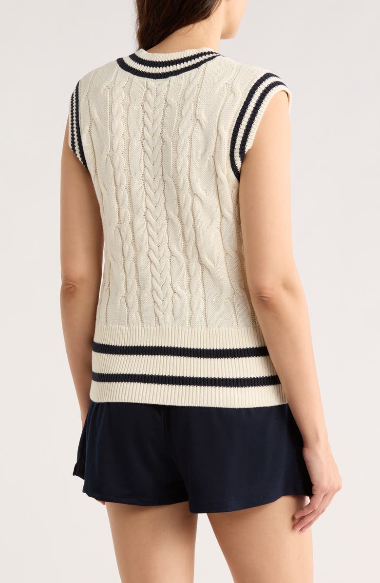 Bobeau Cable Knit Sweater Vest, Alternate, color, Cream/ Navy