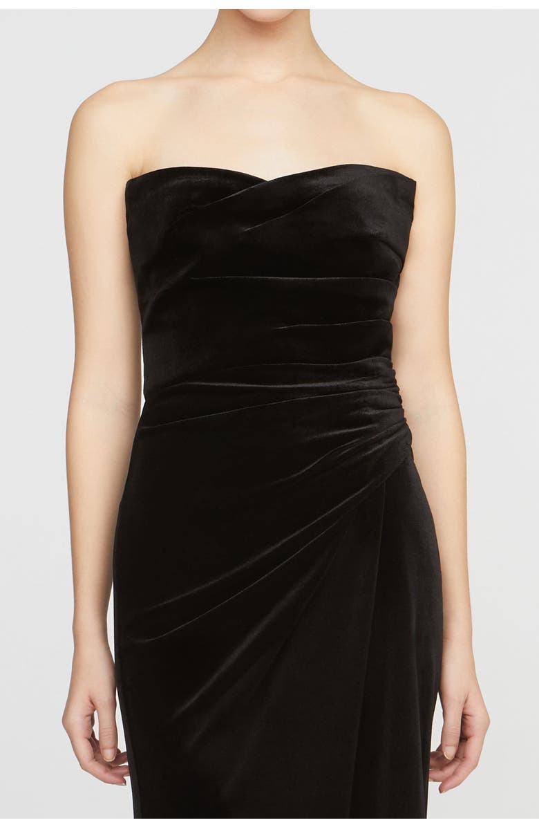 HALSTON Imara Velvet Midi Dress, Alternate, color, Black