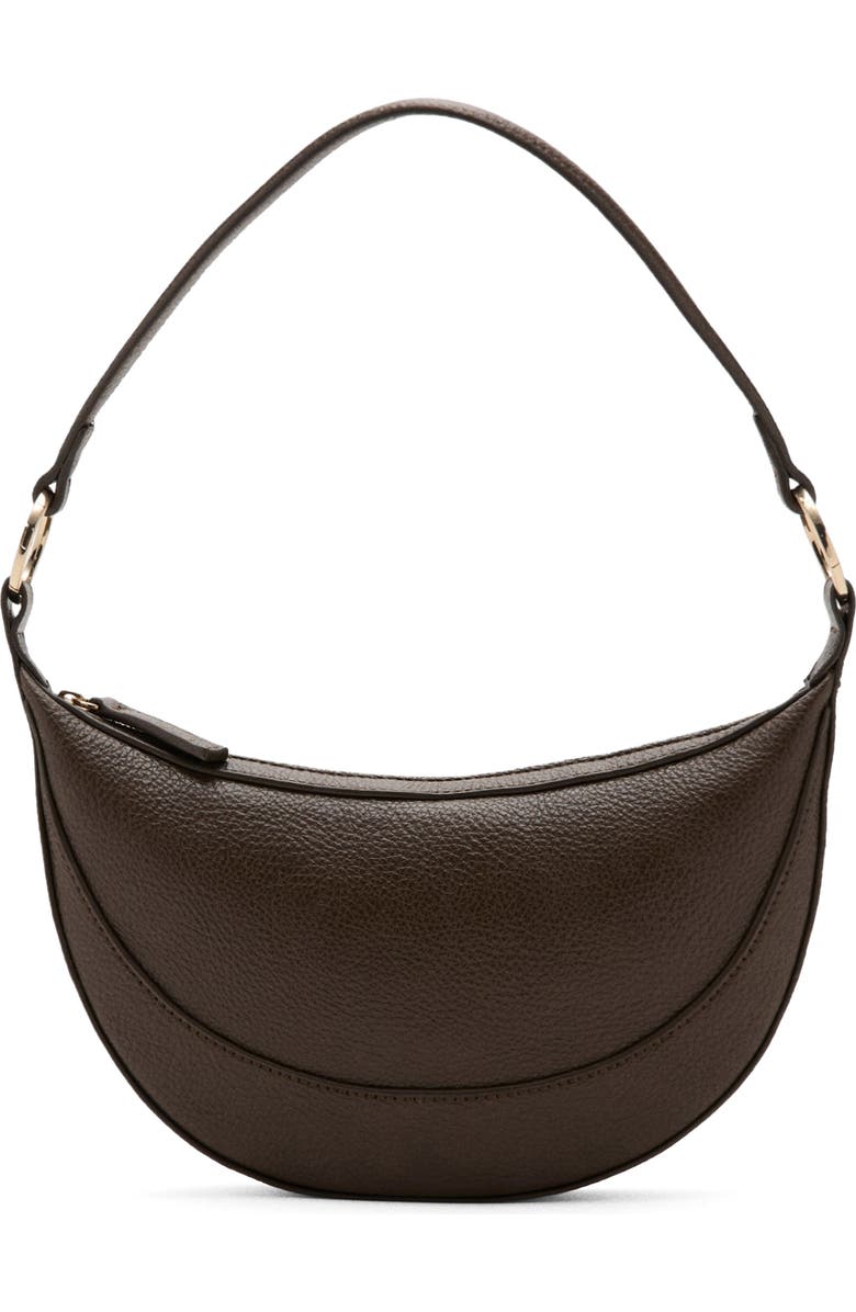 MANGO Oval Faux Leather Shoulder Bag, Main, color, Khaki