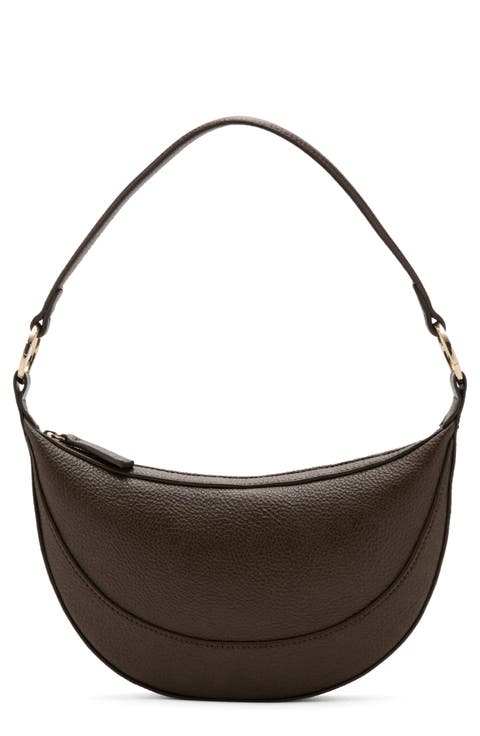 Oval Faux Leather Shoulder Bag