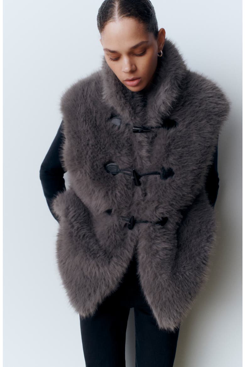 Faux Fox Fur Vest, Alternate, color, TAUPE