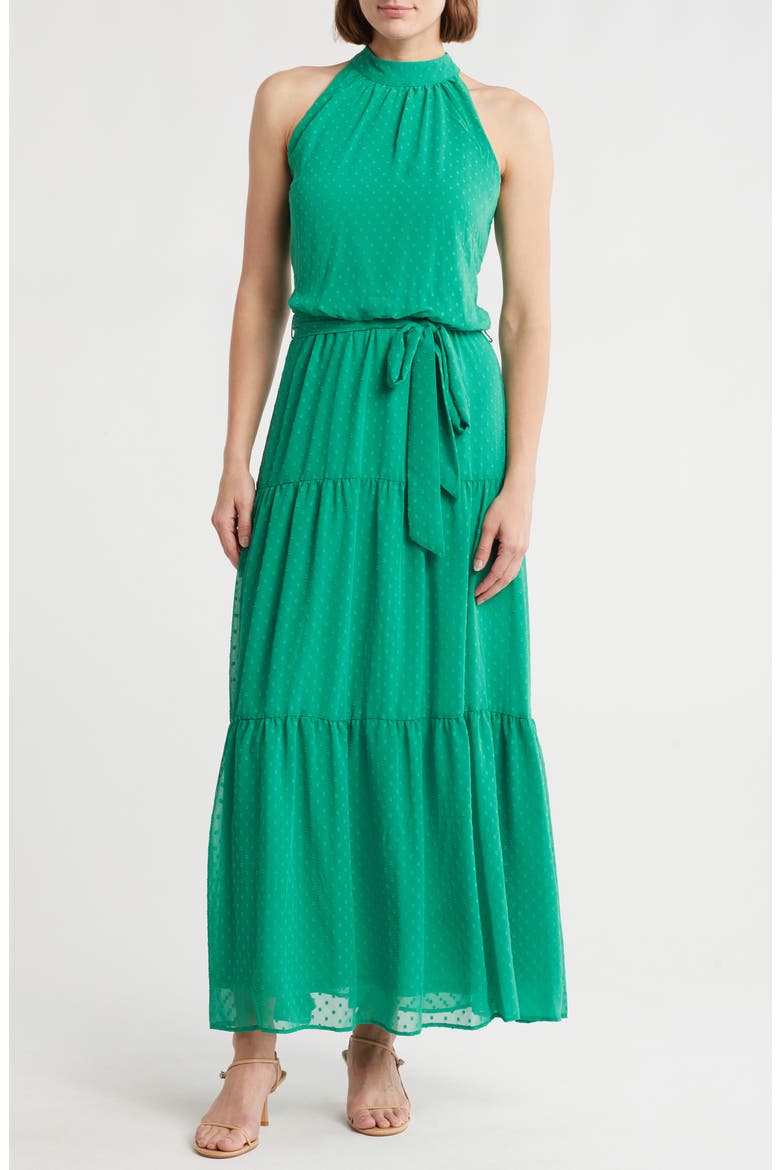 Sleeveless Tiered Maxi Dress, Main, color, GREEN