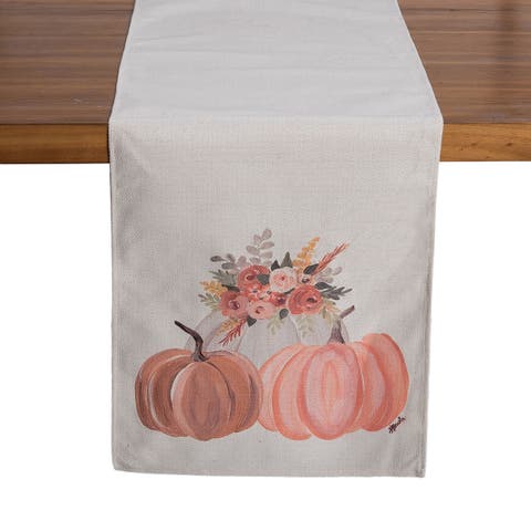 Table Runner with Pumpkin Florals Fall Harvest Indoor Decoration