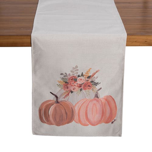 Transpac Table Runner With Pumpkin Florals Fall Harvest Indoor Decoration In Multi