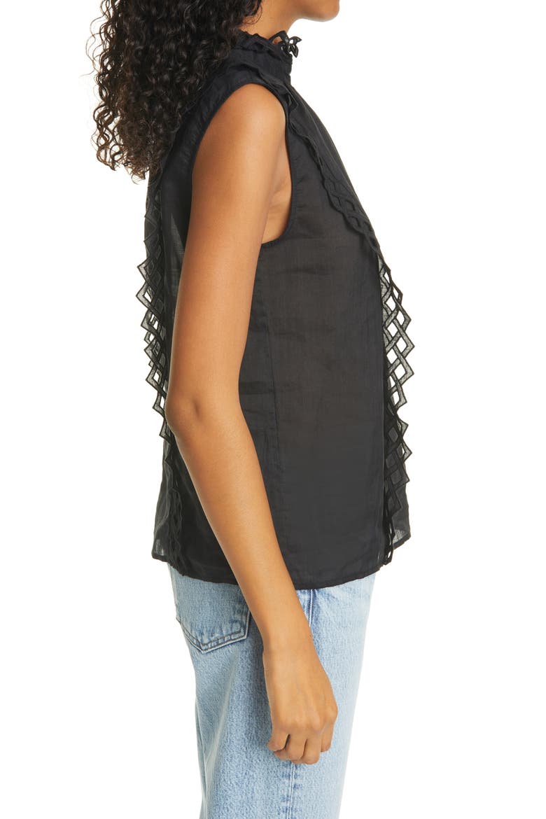 Embroidered High Neck Sleeveless Top, Alternate, color, NOIR