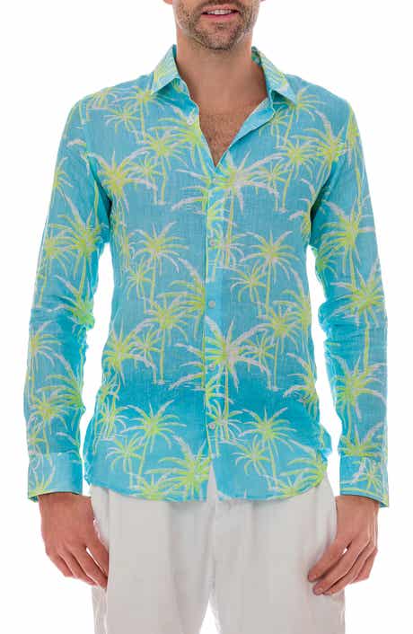 RANEES Palm Linen Button-Up Shirt