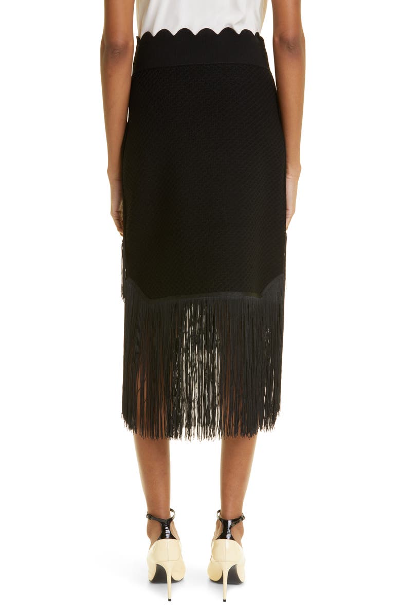 Victoria Beckham Fringe Jacquard Knit Midi Skirt, Alternate, color, 