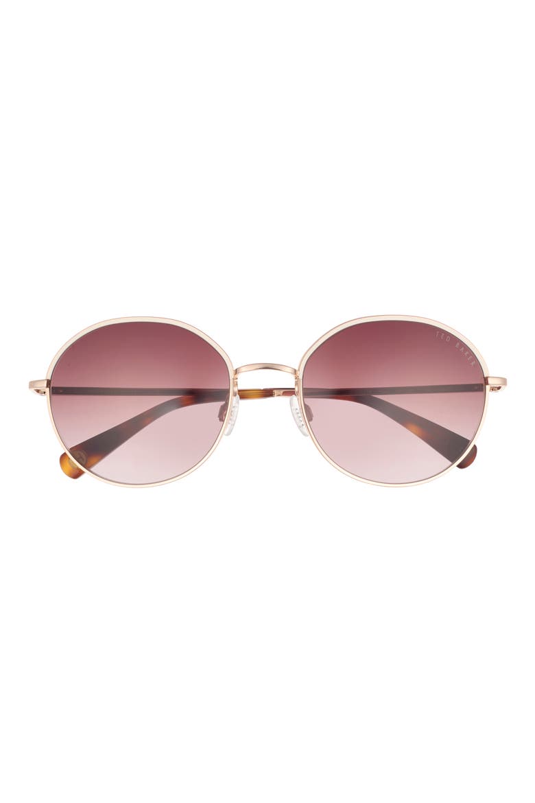 56mm Gradient Round Sunglasses, Main, color, ROSE GOLD