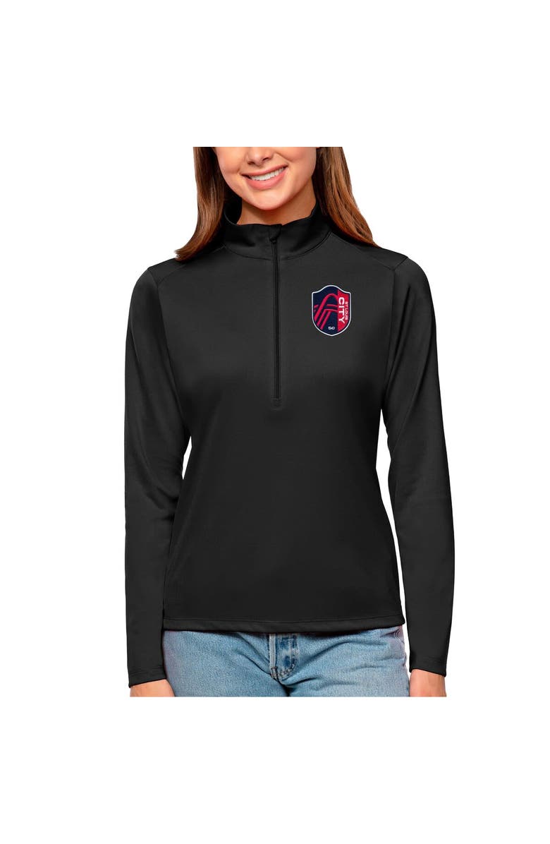 ANTIGUA Women's Antigua Black St. Louis City SC Tribute Quarter-Zip Pullover Top, Main, color, 