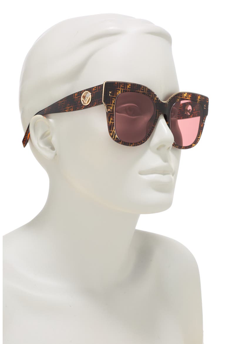 51mm Logo Square Sunglasses, Alternate, color, BROWN