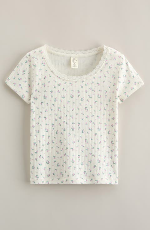 Kids' Lace Trim Pointelle Top (Big Kid)