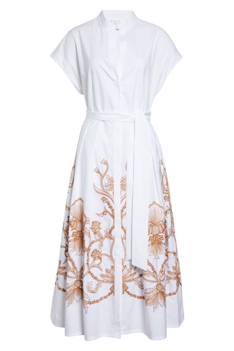 Val Embroidered Cotton Shirtdress, Alternate, color, WHITE / BEIGE