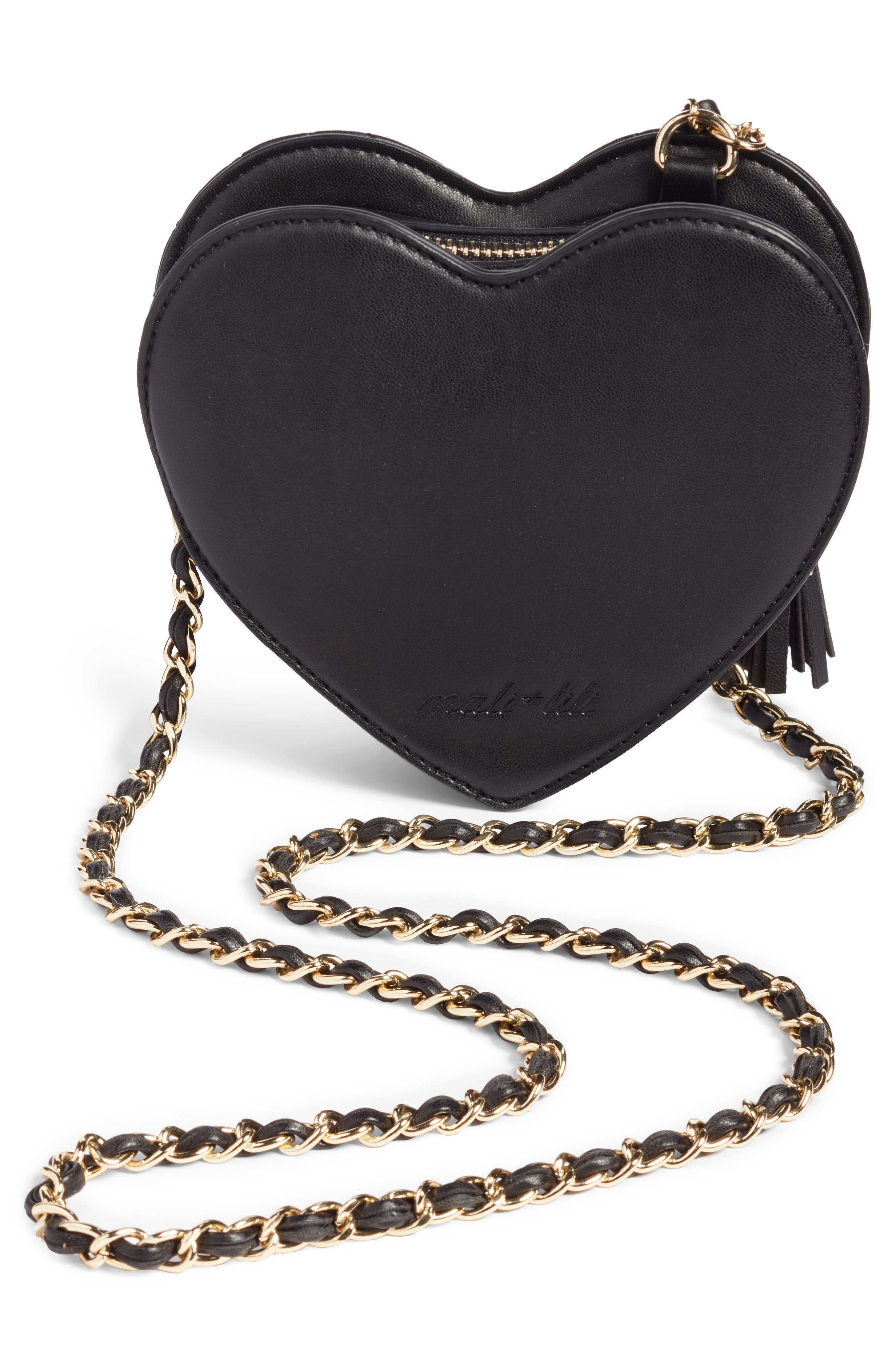 Mali + Lili Quilted Heart Vegan Leather Crossbody Bag, Alternate, color, 