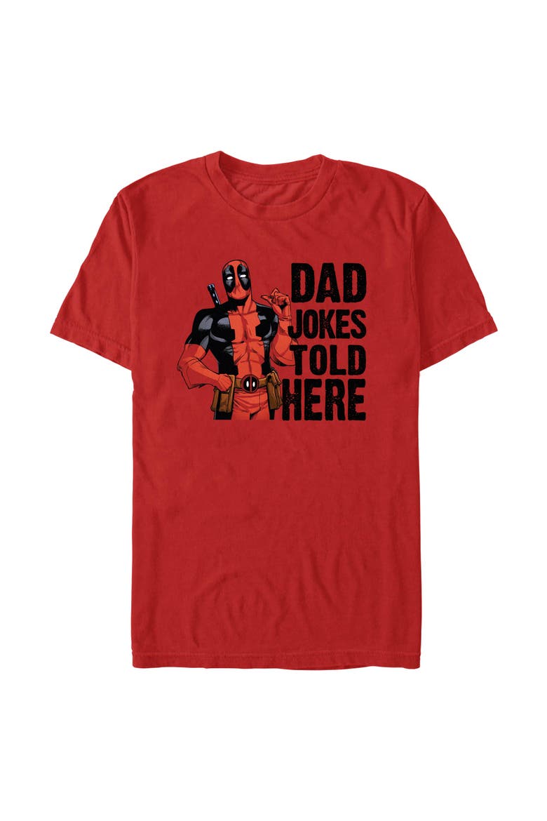Men's Marvel Deadpool Dad Jokes Told Here  Graphic T-Shirt, Main, color, Red