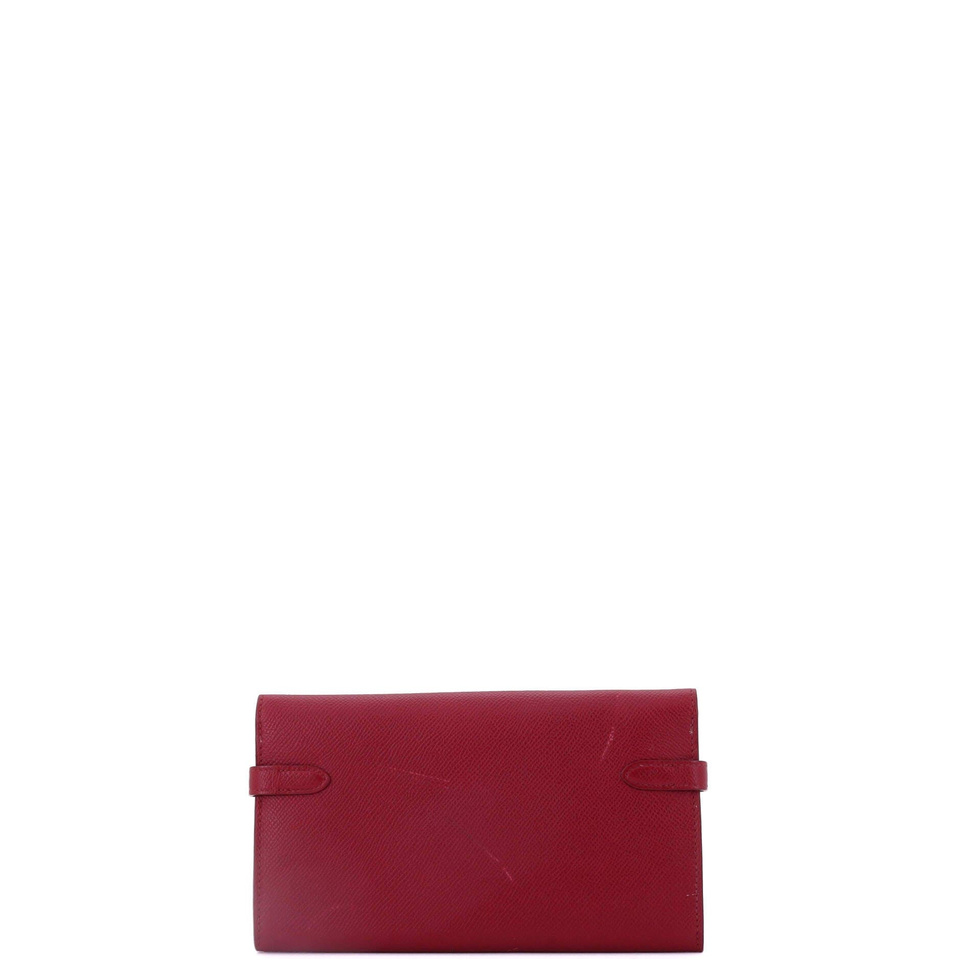Pre-Owned Hermes Kelly Wallet Epsom Long, Alternate, color, Rubis