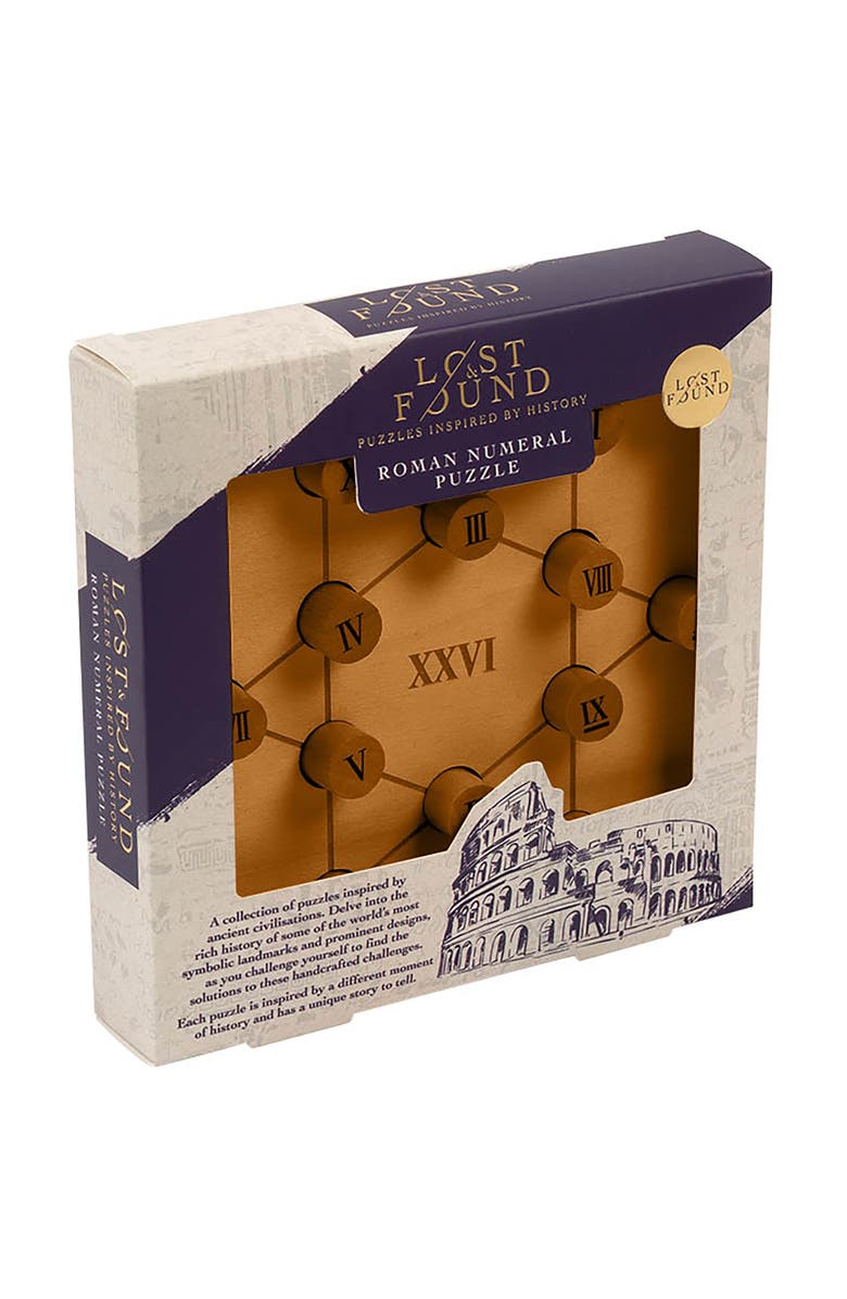 Professor Puzzle Roman Numeral 3D Wooden Brainteaser Puzzle, Main, color, Multicolored