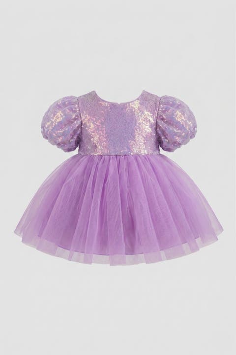 Amber Baby Girls’ Bow-detail Sequin Dress