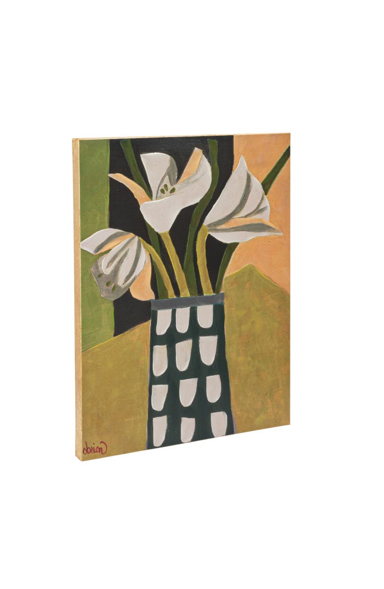 Storied Home Framed Canvas Wall Décor with Abstract Flowers in Vase, Main, color, Black