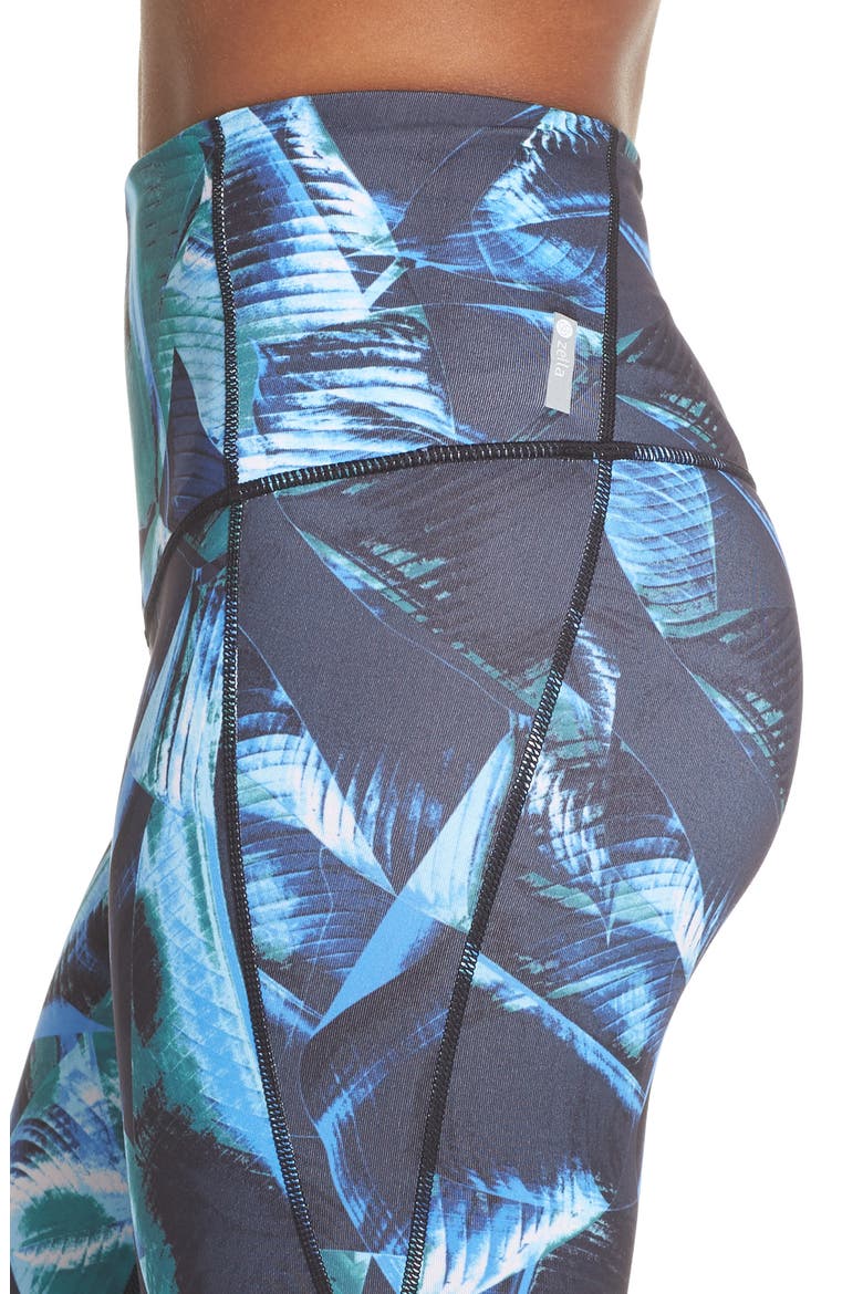 'Hatha' High Waist Crop Leggings, Alternate, color, GREEN BUG PALM HAZE PRINT