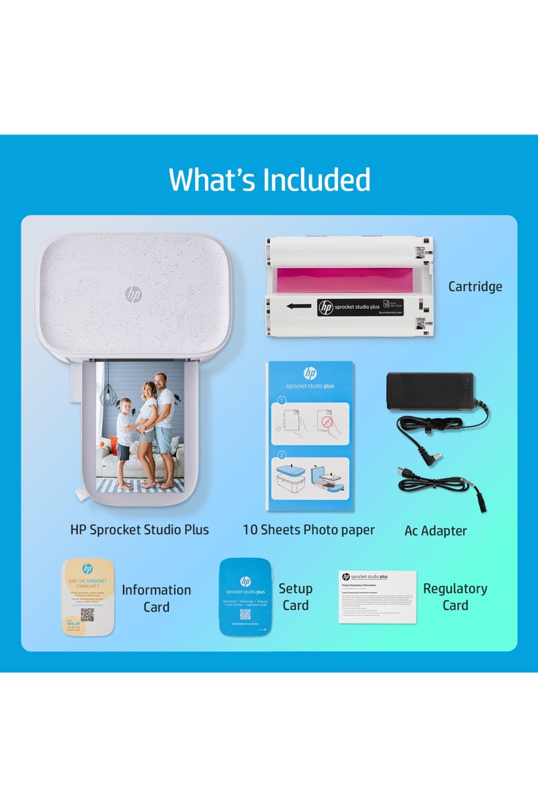 Sprocket Studio Plus 4x6 Printer, Alternate, color, White