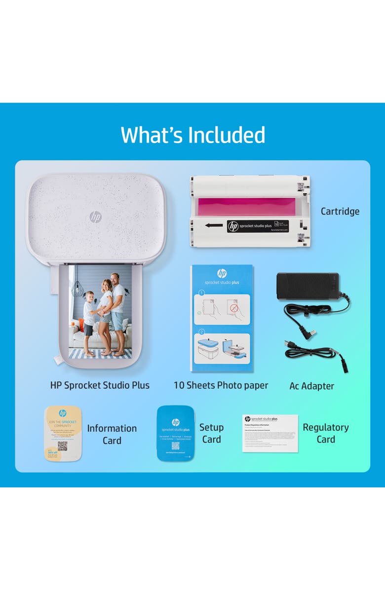 HP Sprocket Studio Plus 4x6 Printer, Alternate, color, White