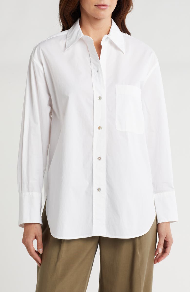 Vince Oversize Oxford Shirt, Main, color, Optic White