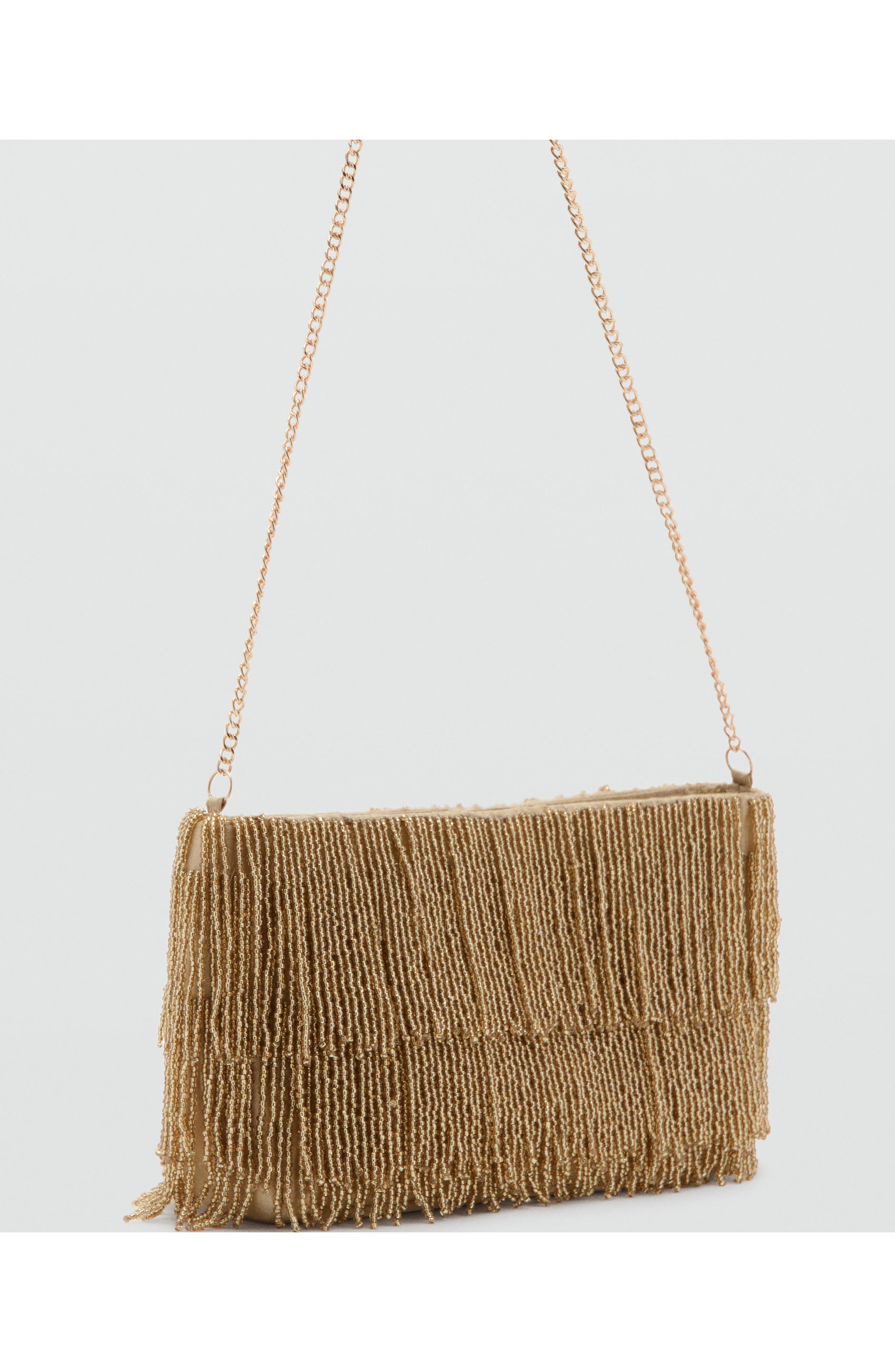 MANGO TEEN Beaded Clutch, Alternate, color, Gold