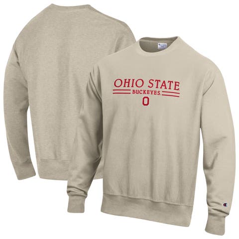 Men's Champion Oatmeal Ohio State Buckeyes Reverse Weave Crewneck Sweatshirt