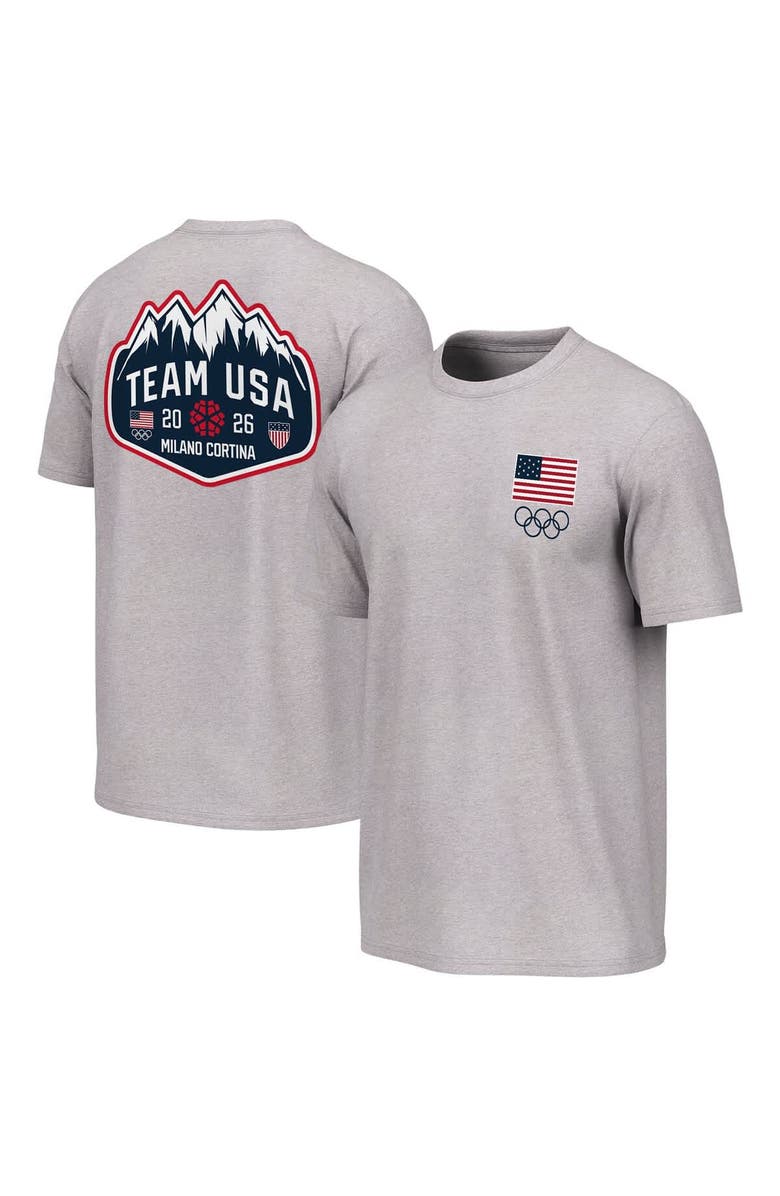 Outerstuff Men's Outerstuff  Gray Team USA Milano Cortina 2026 Winter Olympics Mountain Patch T-Shirt, Main, color, Gray