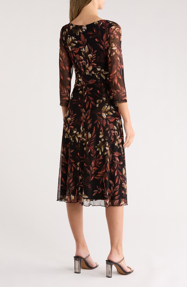 Connected Apparel Tie Waist Mesh A-Line Midi Dress, Alternate, color,