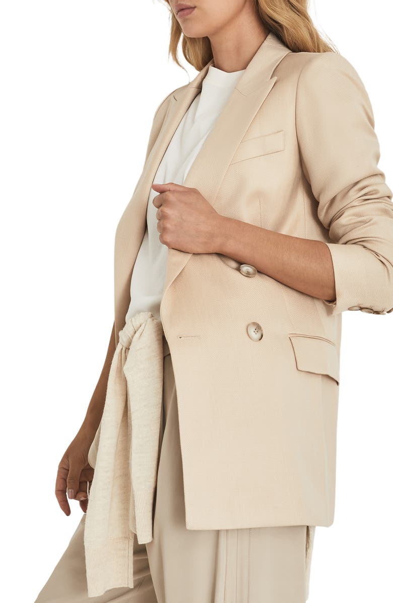 Reiss Aila Wool & Linen Blend Double Breasted Blazer, Alternate, color, 