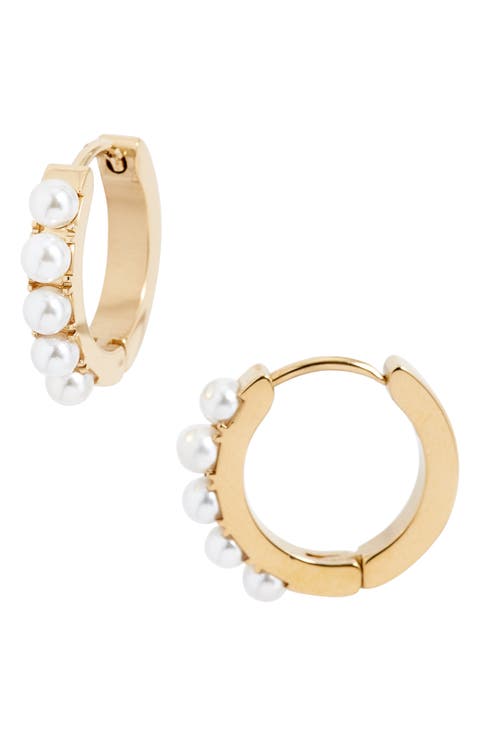 Imitation Pearl Mini Hoop Earrings