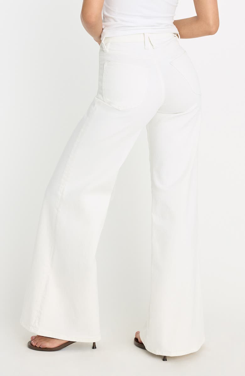Good American Good Waist Patch Pocket High Waist Palazzo Jeans, Alternate, color, White