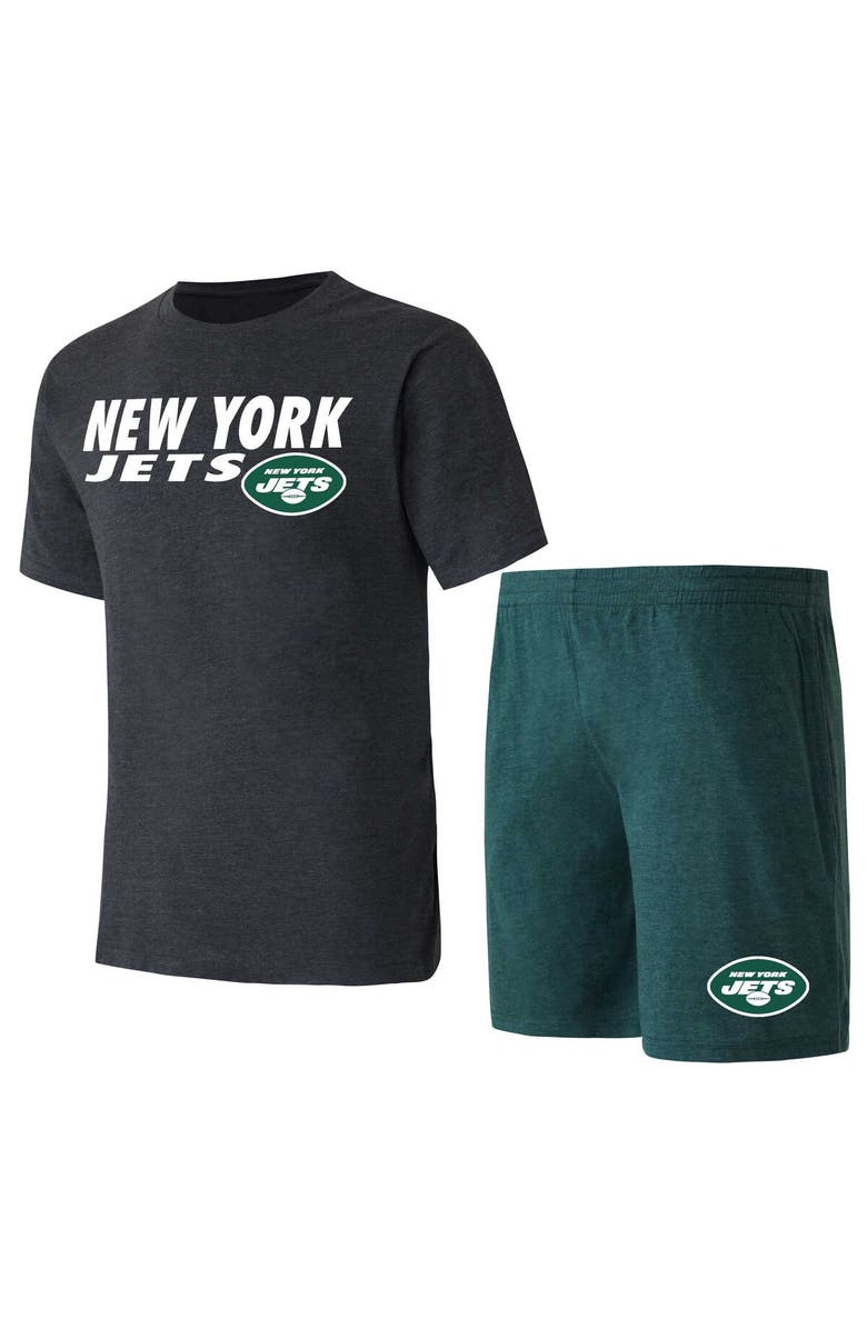 CONCEPTS SPORT Men's Concepts Sport Green/Black New York Jets Meter T-Shirt & Shorts Sleep Set, Main, color, 
