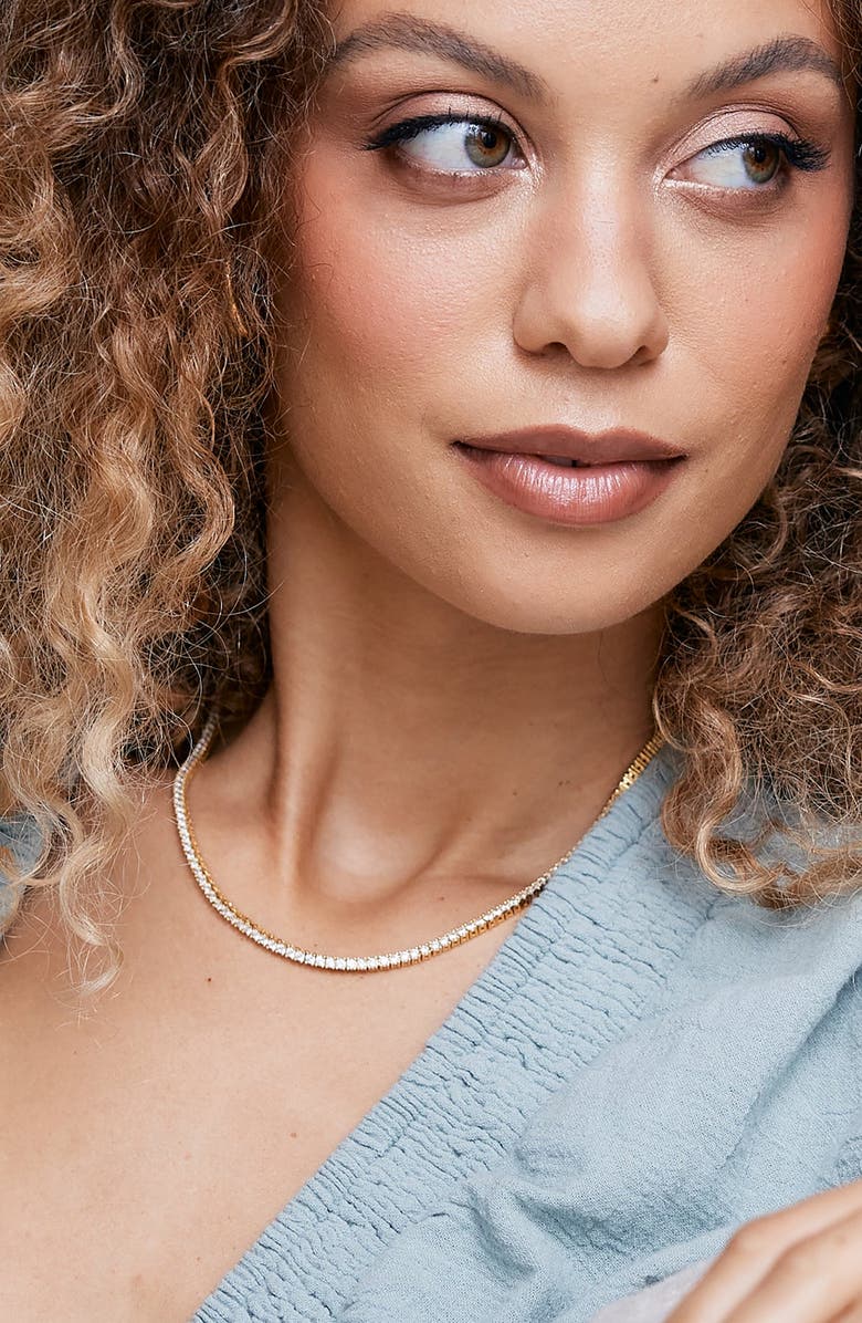 Brook and York Georgina Cubic Zirconia Tennis Necklace, Alternate, color, Gold